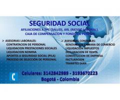 AFILIACIONES EPS (SALUD) ARL CAJA Y PENSION