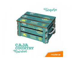 Caja de madera para ancheta navideña estilo vintage en colores