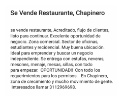 Se vende restaurante en Chapinero