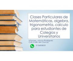 Clases a Domicilio de Matemáticas para estudiantes de colegio y universidad